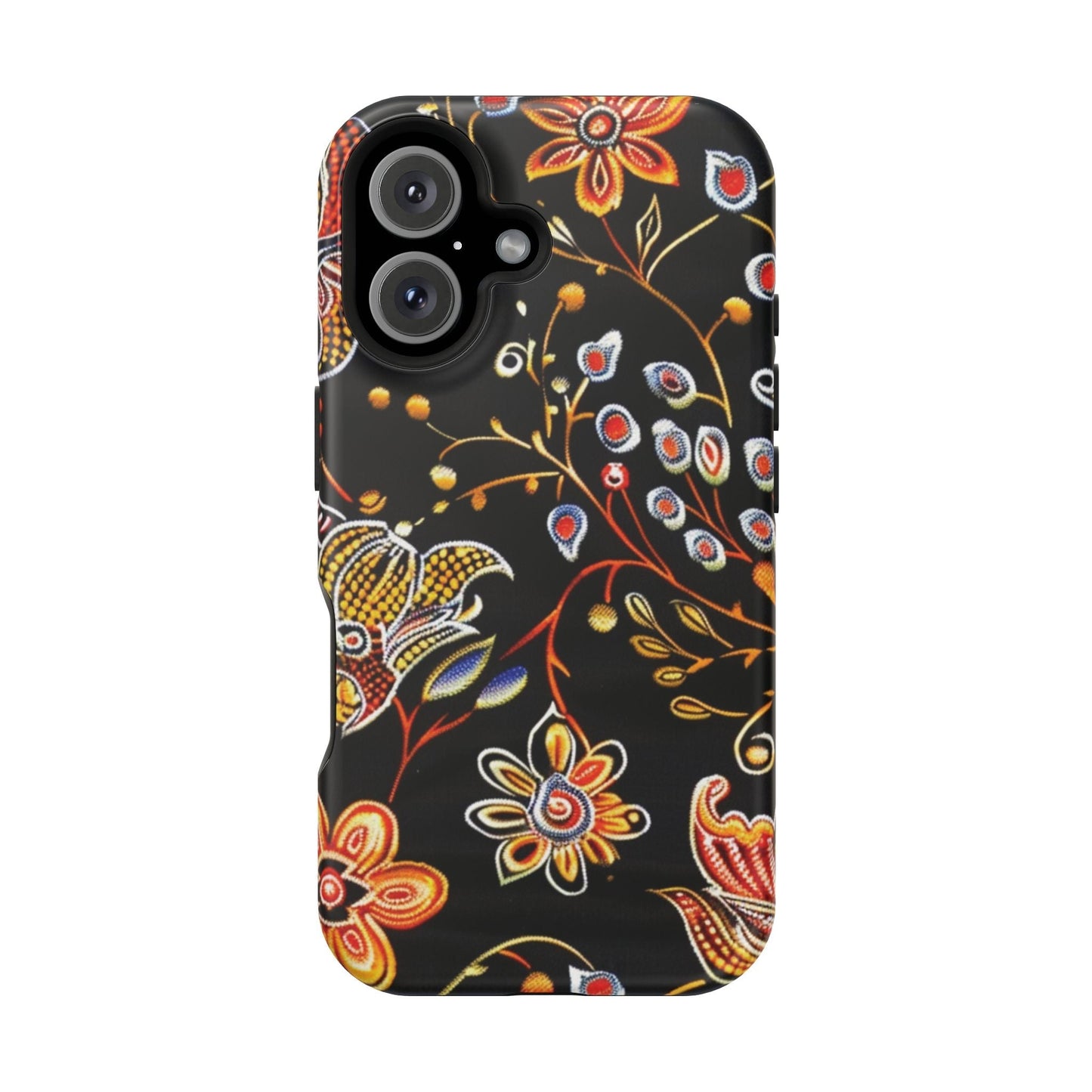 Floral Black Magnetic Impact Phone Case — Protective Magnetic, Shock - Resistant Floral Design - DIGITAL X