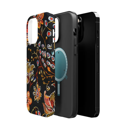 Floral Black Magnetic Impact Phone Case — Protective Magnetic, Shock - Resistant Floral Design - DIGITAL X