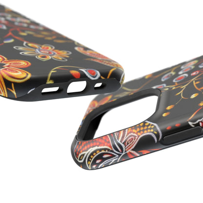 Floral Black Magnetic Impact Phone Case — Protective Magnetic, Shock - Resistant Floral Design - DIGITAL X