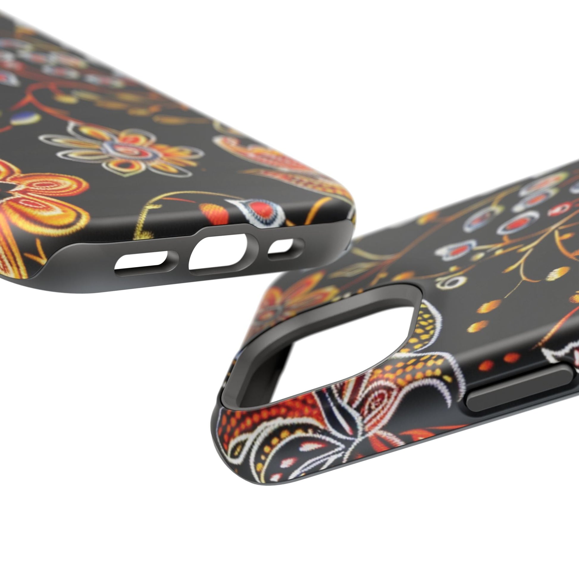 Floral Black Magnetic Impact Phone Case — Protective Magnetic, Shock - Resistant Floral Design - DIGITAL X