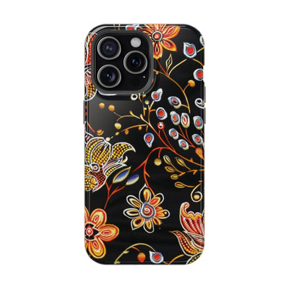 Floral Black Magnetic Impact Phone Case — Protective Magnetic, Shock - Resistant Floral Design - DIGITAL X