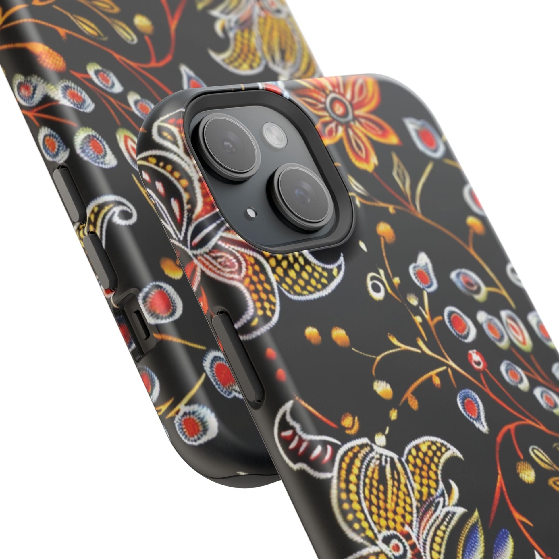 Floral Black Magnetic Impact Phone Case — Protective Magnetic, Shock - Resistant Floral Design - DIGITAL X