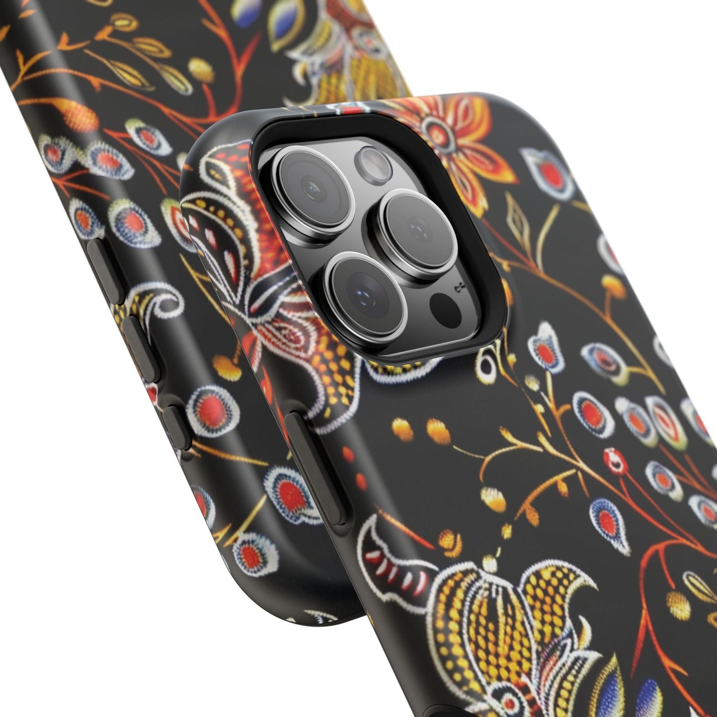 Floral Black Magnetic Impact Phone Case — Protective Magnetic, Shock - Resistant Floral Design - DIGITAL X