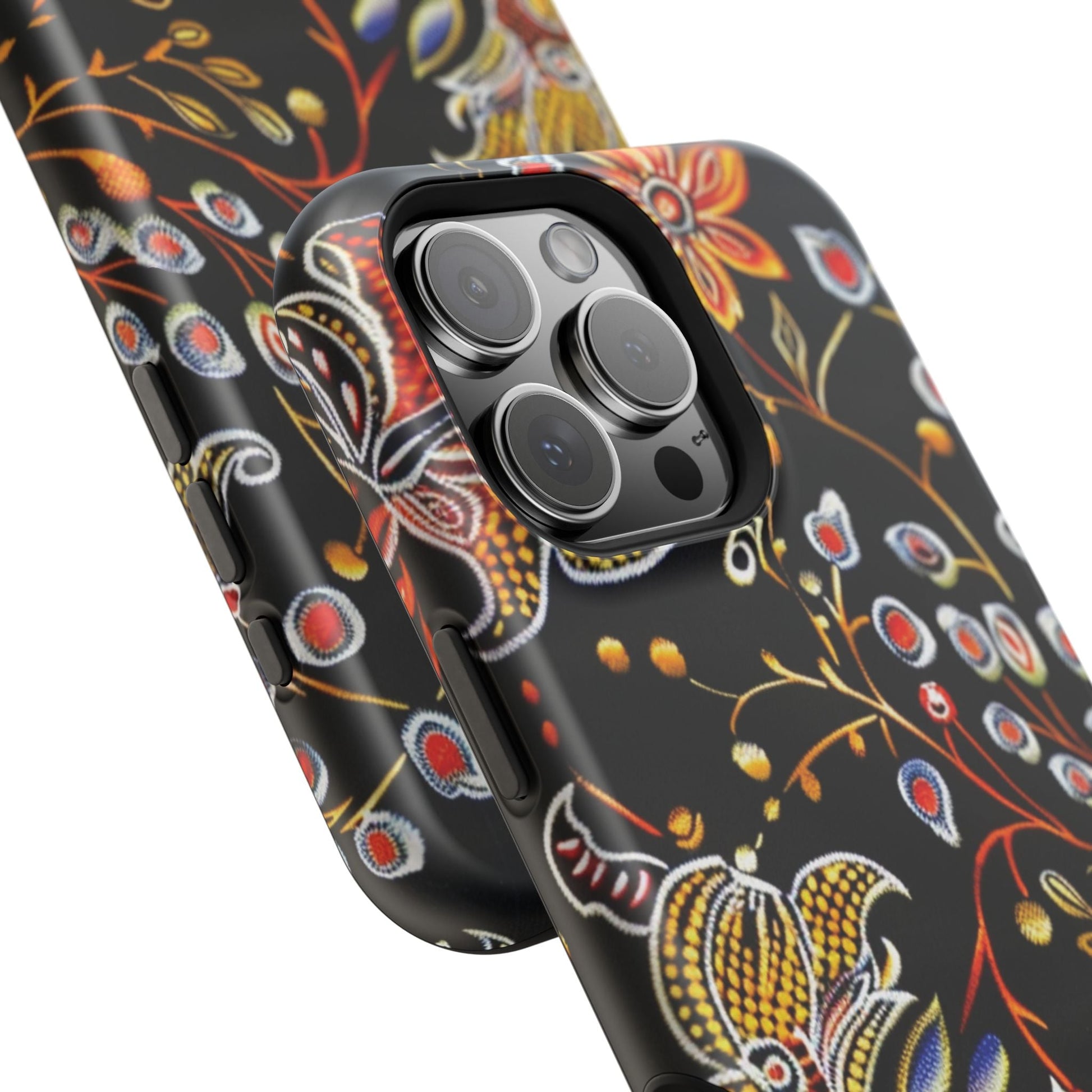 Floral Black Magnetic Impact Phone Case — Protective Magnetic, Shock - Resistant Floral Design - DIGITAL X