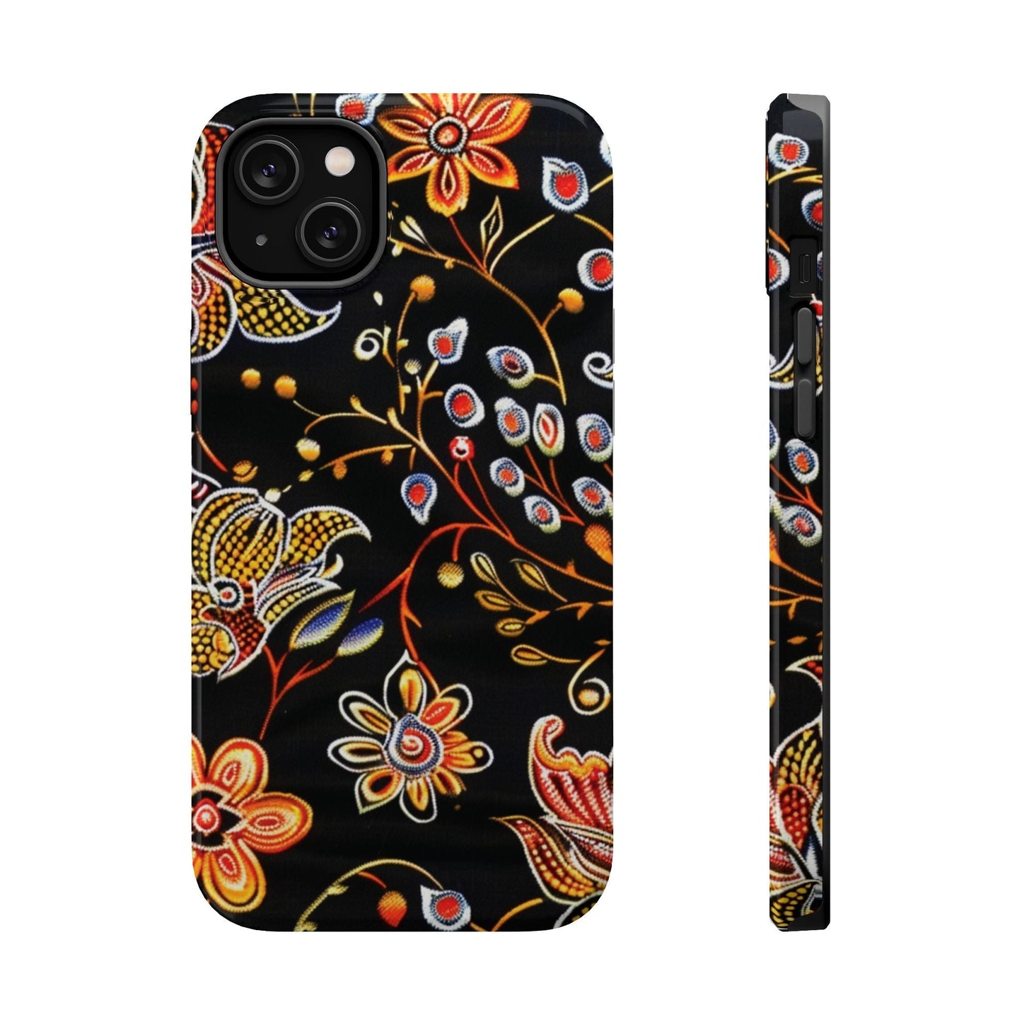 Floral Black Magnetic Impact Phone Case — Protective Magnetic, Shock - Resistant Floral Design - DIGITAL X