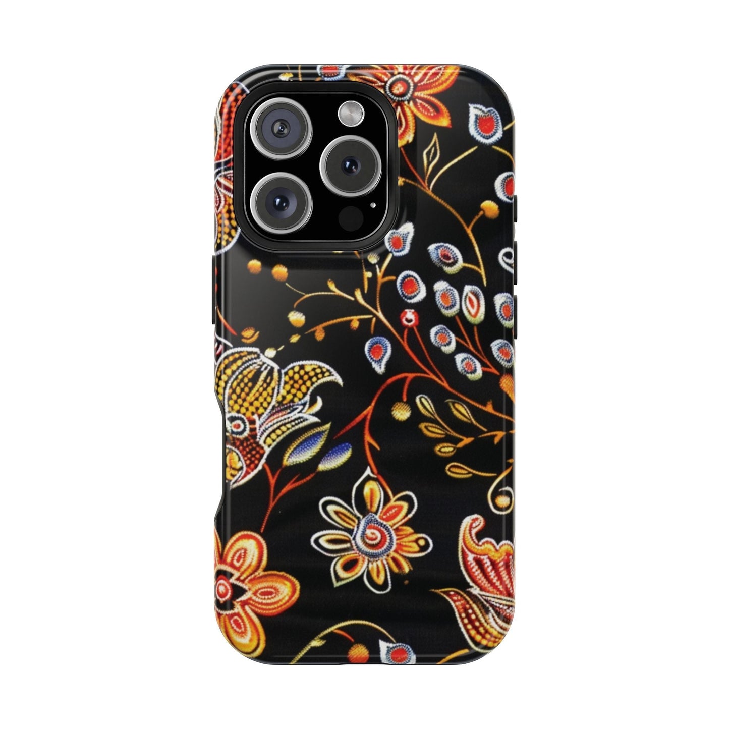 Floral Black Magnetic Impact Phone Case — Protective Magnetic, Shock - Resistant Floral Design - DIGITAL X