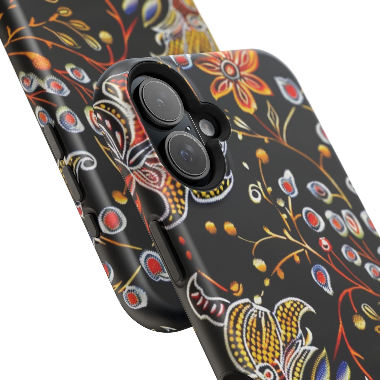 Floral Black Magnetic Impact Phone Case — Protective Magnetic, Shock - Resistant Floral Design - DIGITAL X