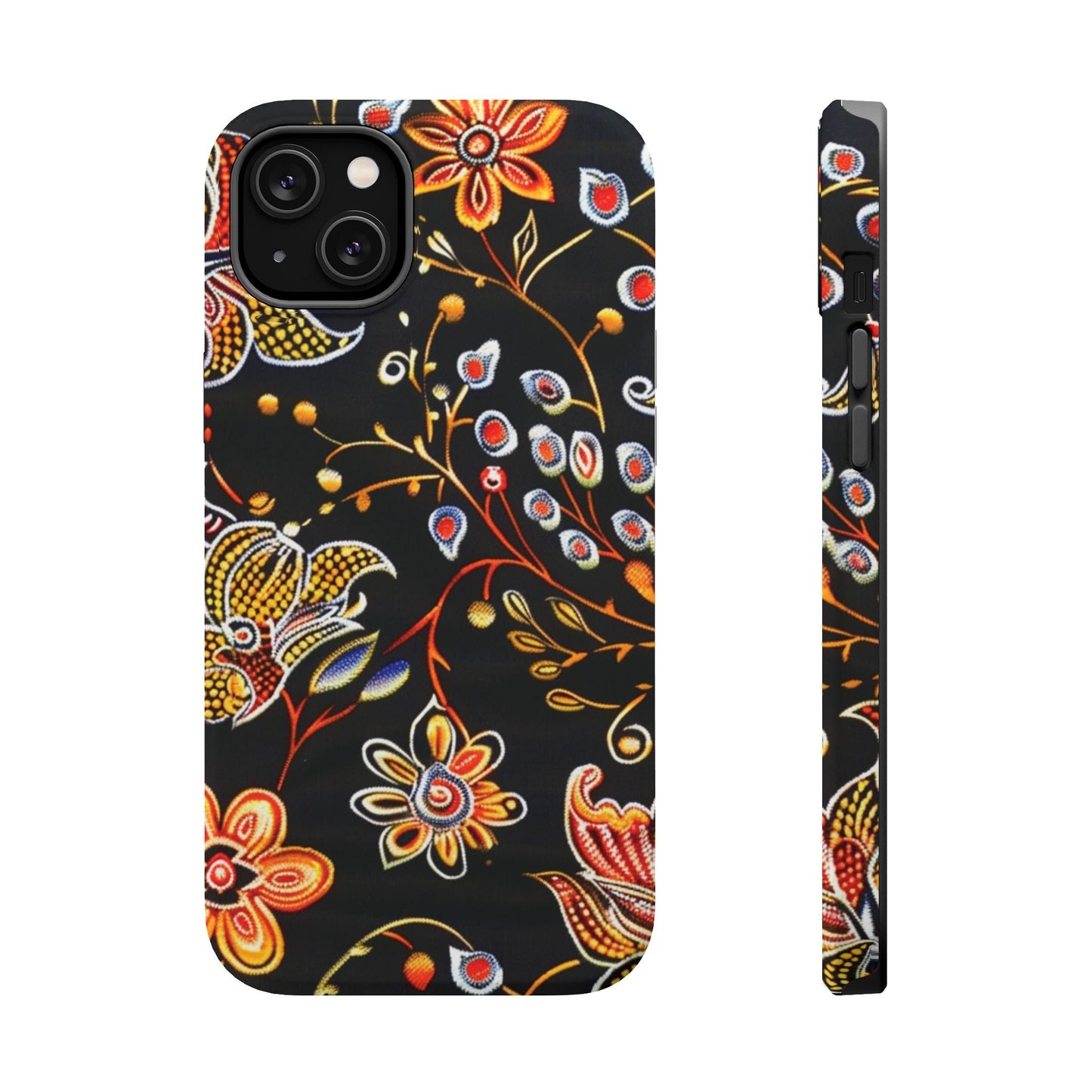 Floral Black Magnetic Impact Phone Case — Protective Magnetic, Shock - Resistant Floral Design - DIGITAL X