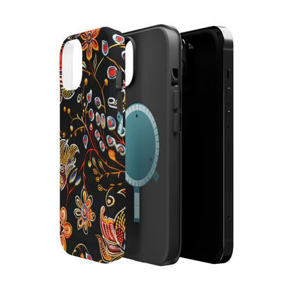 Floral Black Magnetic Impact Phone Case — Protective Magnetic, Shock - Resistant Floral Design - DIGITAL X