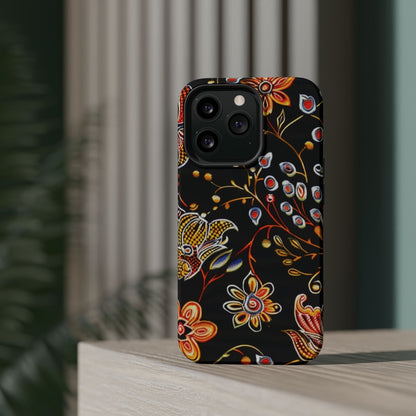 Floral Black Magnetic Impact Phone Case — Protective Magnetic, Shock - Resistant Floral Design - DIGITAL X