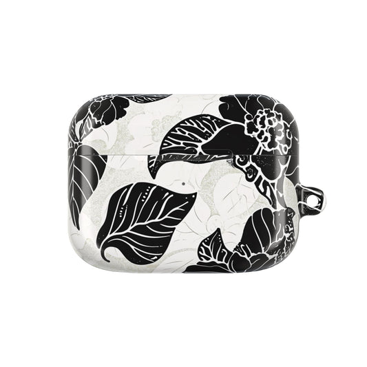 Floral Black & White AirPod Case – Elegant Monochrome Leaf Design - DIGITAL X