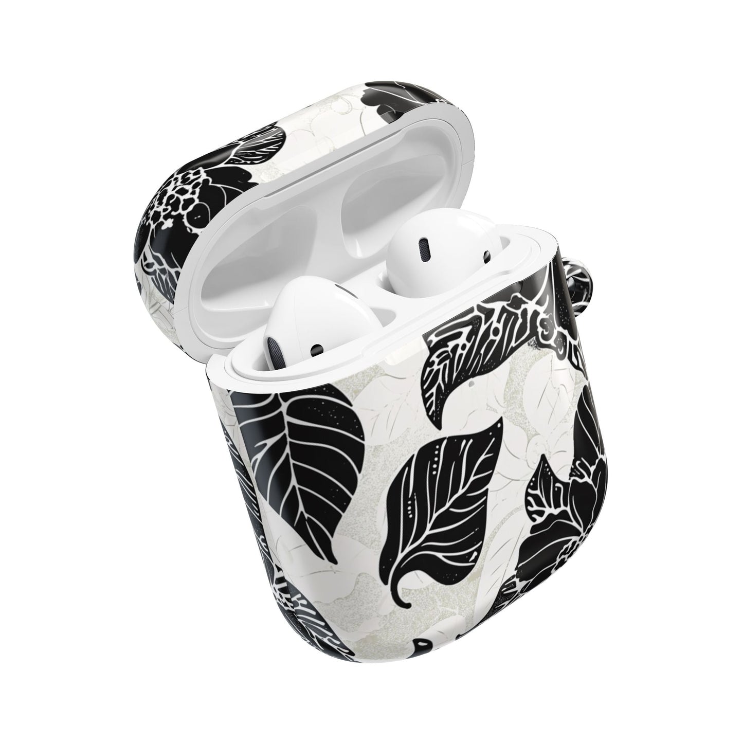 Floral Black & White AirPod Case – Elegant Monochrome Leaf Design - DIGITAL X