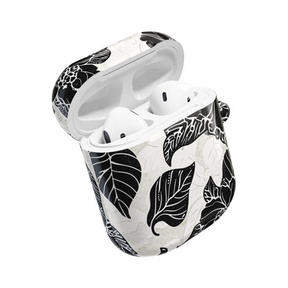 Floral Black & White AirPod Case – Elegant Monochrome Leaf Design - DIGITAL X