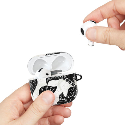 Floral Black & White AirPod Case – Elegant Monochrome Leaf Design - DIGITAL X