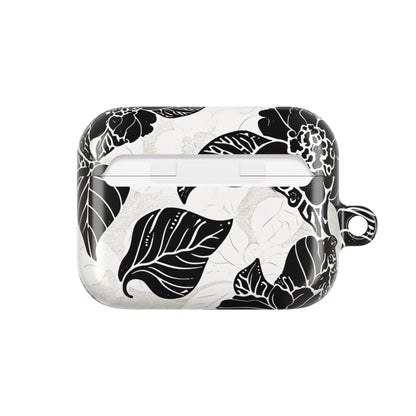 Floral Black & White AirPod Case – Elegant Monochrome Leaf Design - DIGITAL X