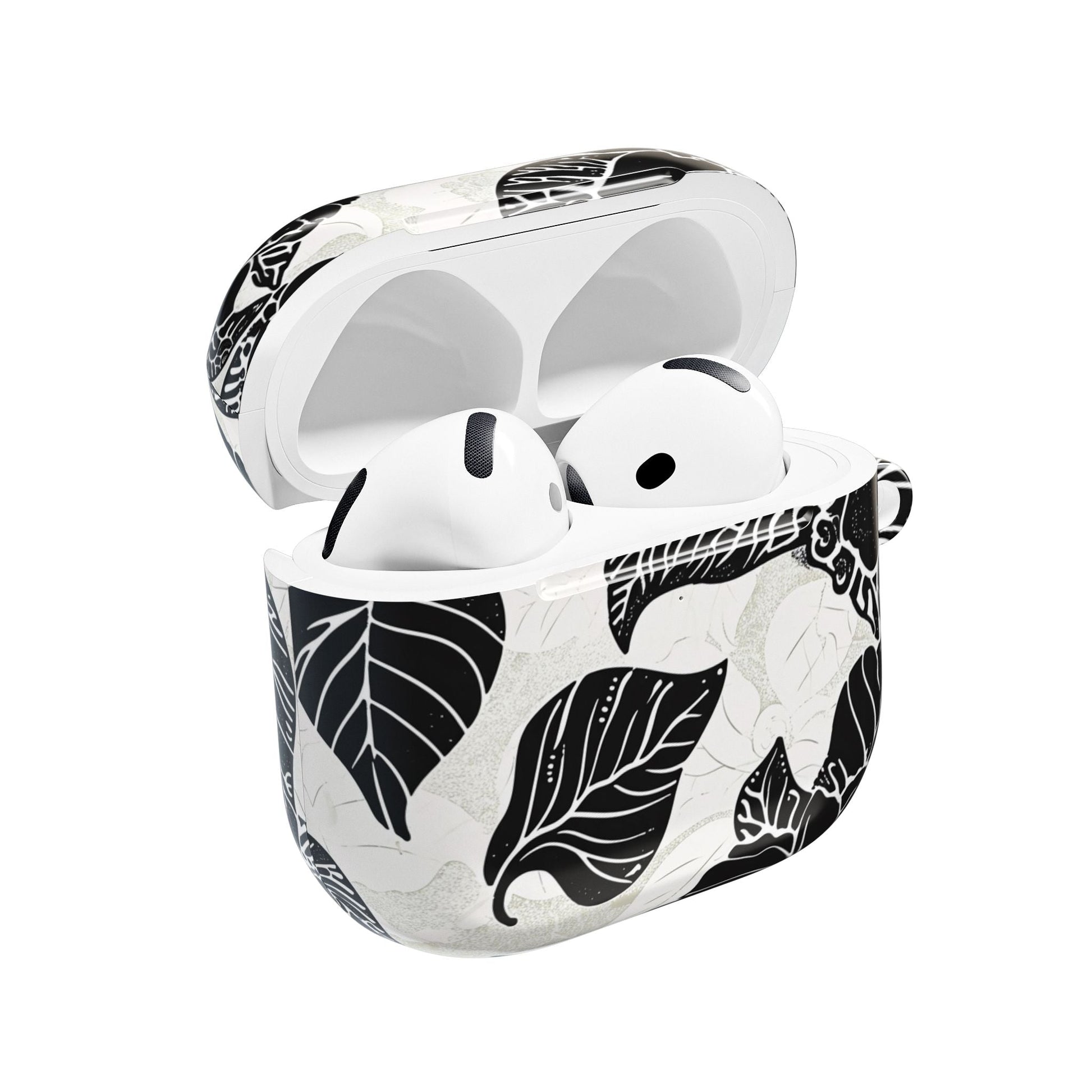 Floral Black & White AirPod Case – Elegant Monochrome Leaf Design - DIGITAL X