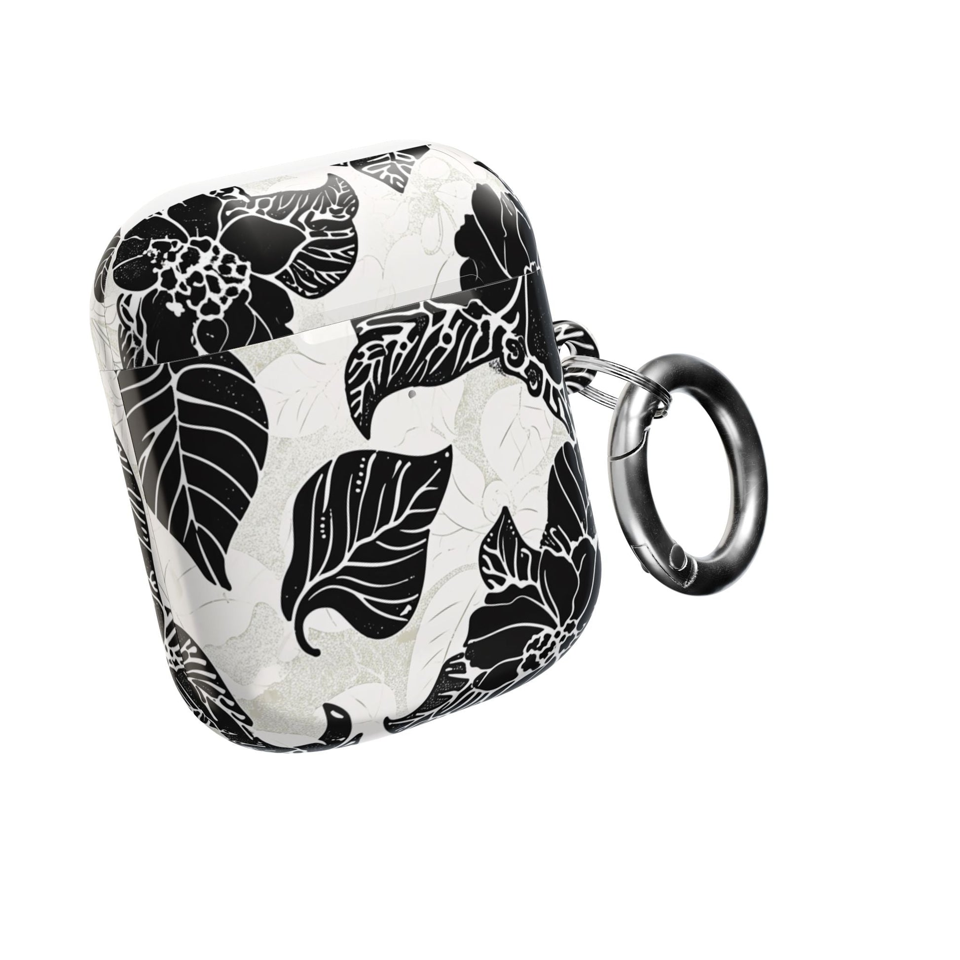 Floral Black & White AirPod Case – Elegant Monochrome Leaf Design - DIGITAL X