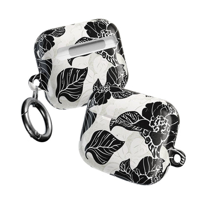 Floral Black & White AirPod Case – Elegant Monochrome Leaf Design - DIGITAL X