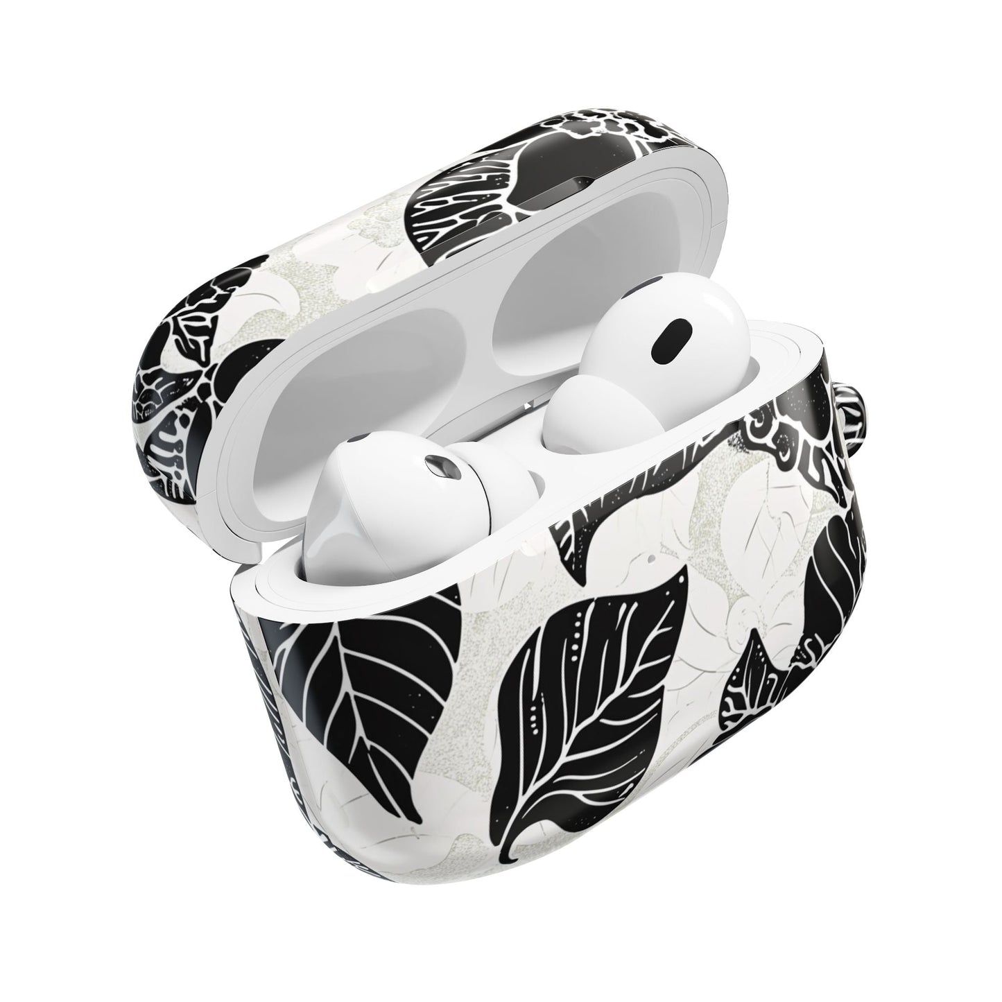 Floral Black & White AirPod Case – Elegant Monochrome Leaf Design - DIGITAL X