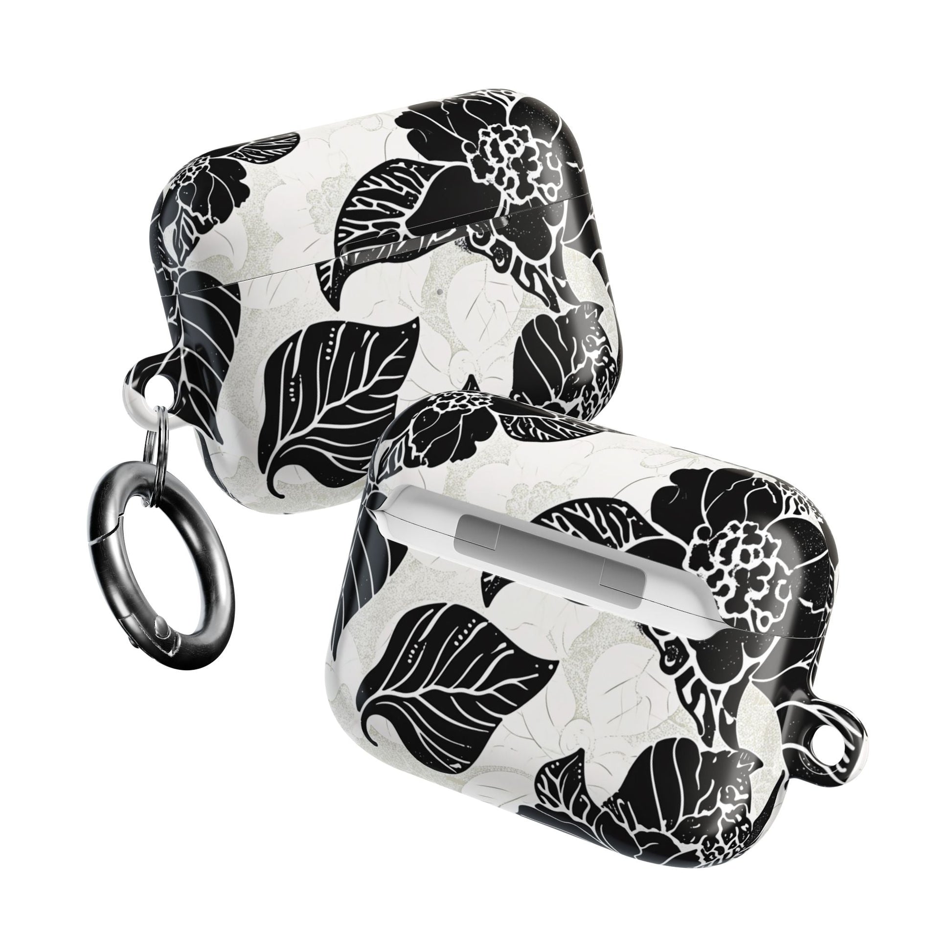 Floral Black & White AirPod Case – Elegant Monochrome Leaf Design - DIGITAL X