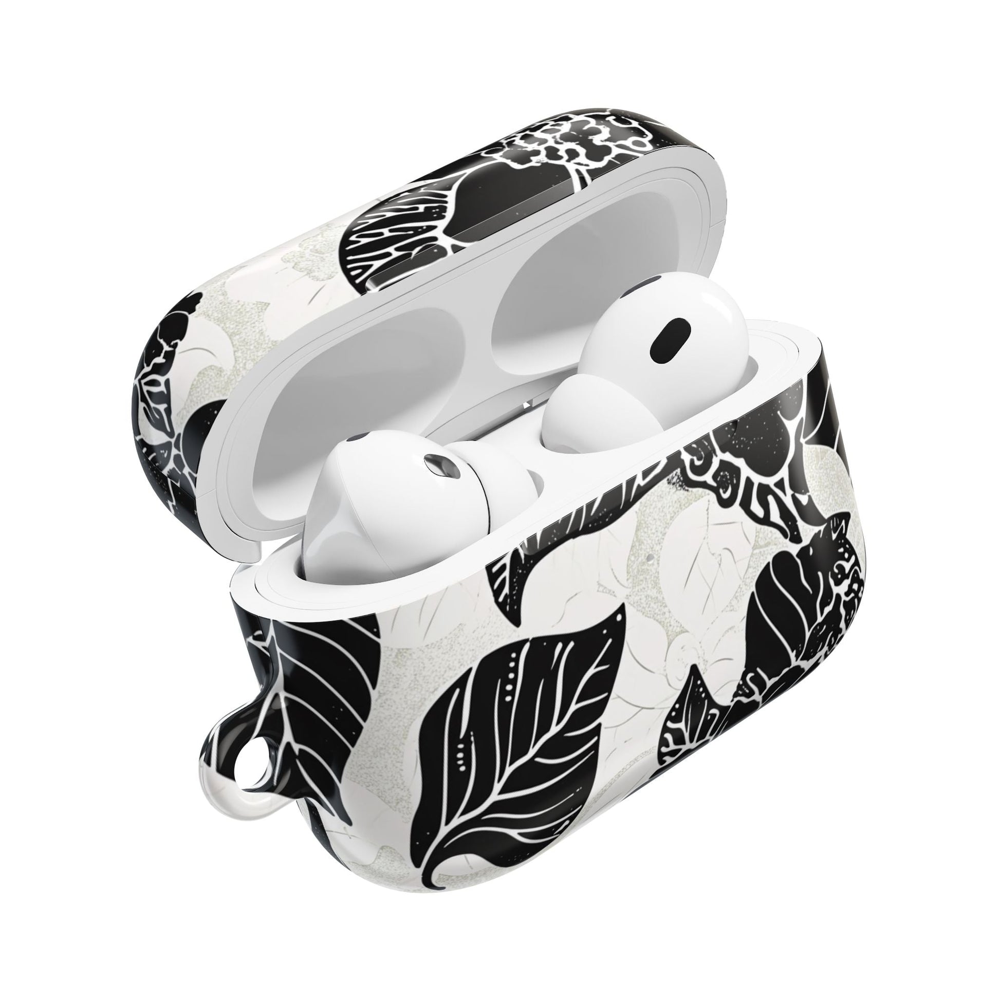 Floral Black & White AirPod Case – Elegant Monochrome Leaf Design - DIGITAL X