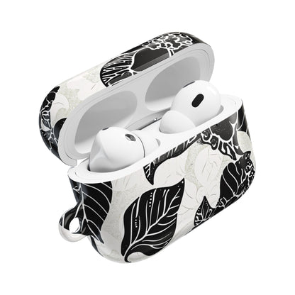 Floral Black & White AirPod Case – Elegant Monochrome Leaf Design - DIGITAL X