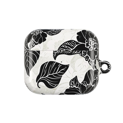 Floral Black & White AirPod Case – Elegant Monochrome Leaf Design - DIGITAL X