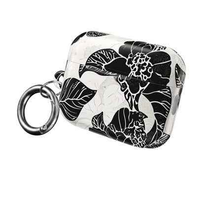 Floral Black & White AirPod Case – Elegant Monochrome Leaf Design - DIGITAL X