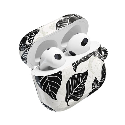 Floral Black & White AirPod Case – Elegant Monochrome Leaf Design - DIGITAL X