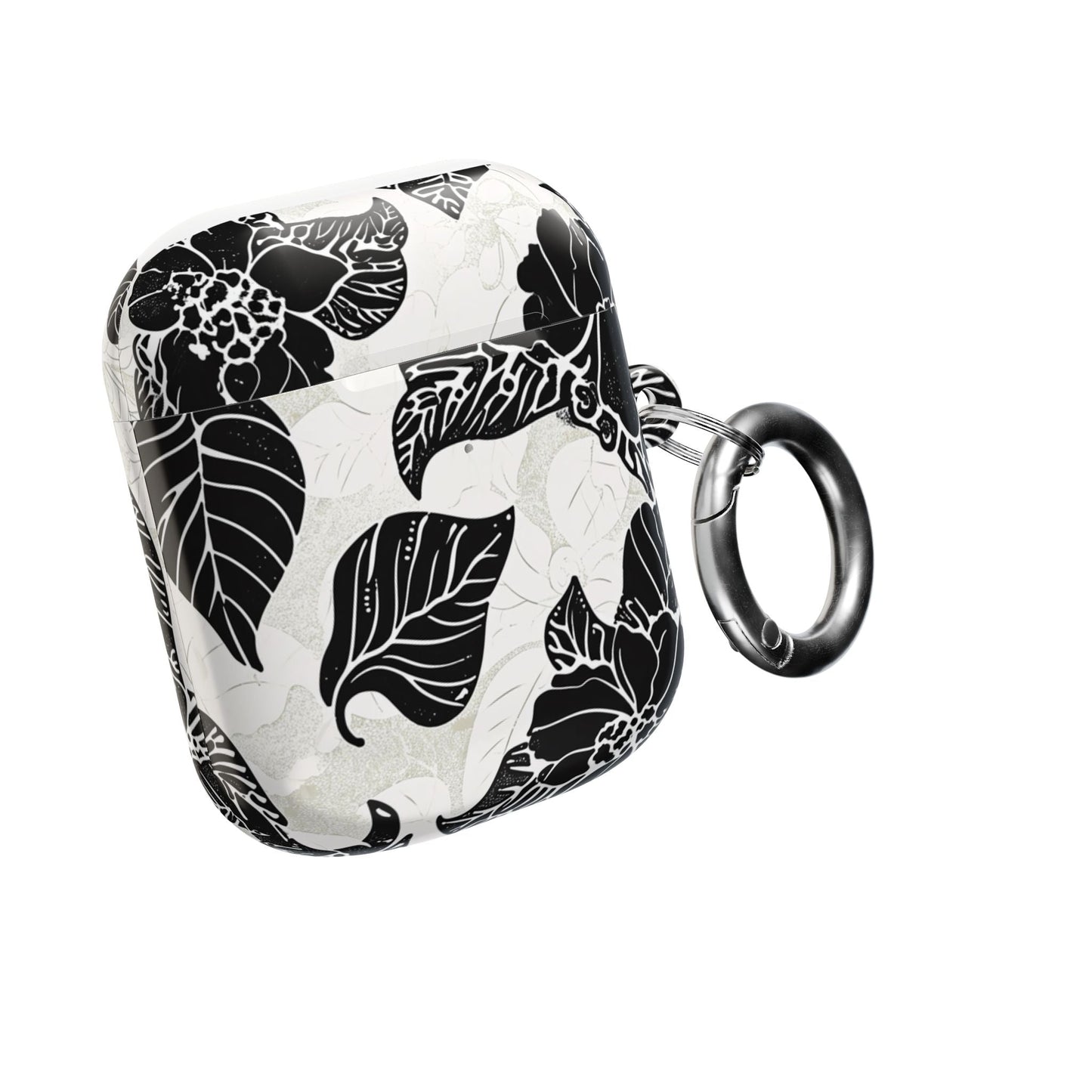Floral Black & White AirPod Case – Elegant Monochrome Leaf Design - DIGITAL X