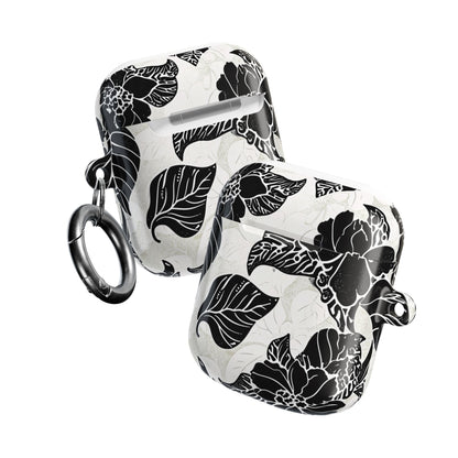 Floral Black & White AirPod Case – Elegant Monochrome Leaf Design - DIGITAL X