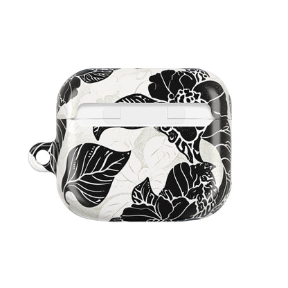 Floral Black & White AirPod Case – Elegant Monochrome Leaf Design - DIGITAL X