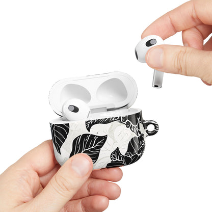 Floral Black & White AirPod Case – Elegant Monochrome Leaf Design - DIGITAL X