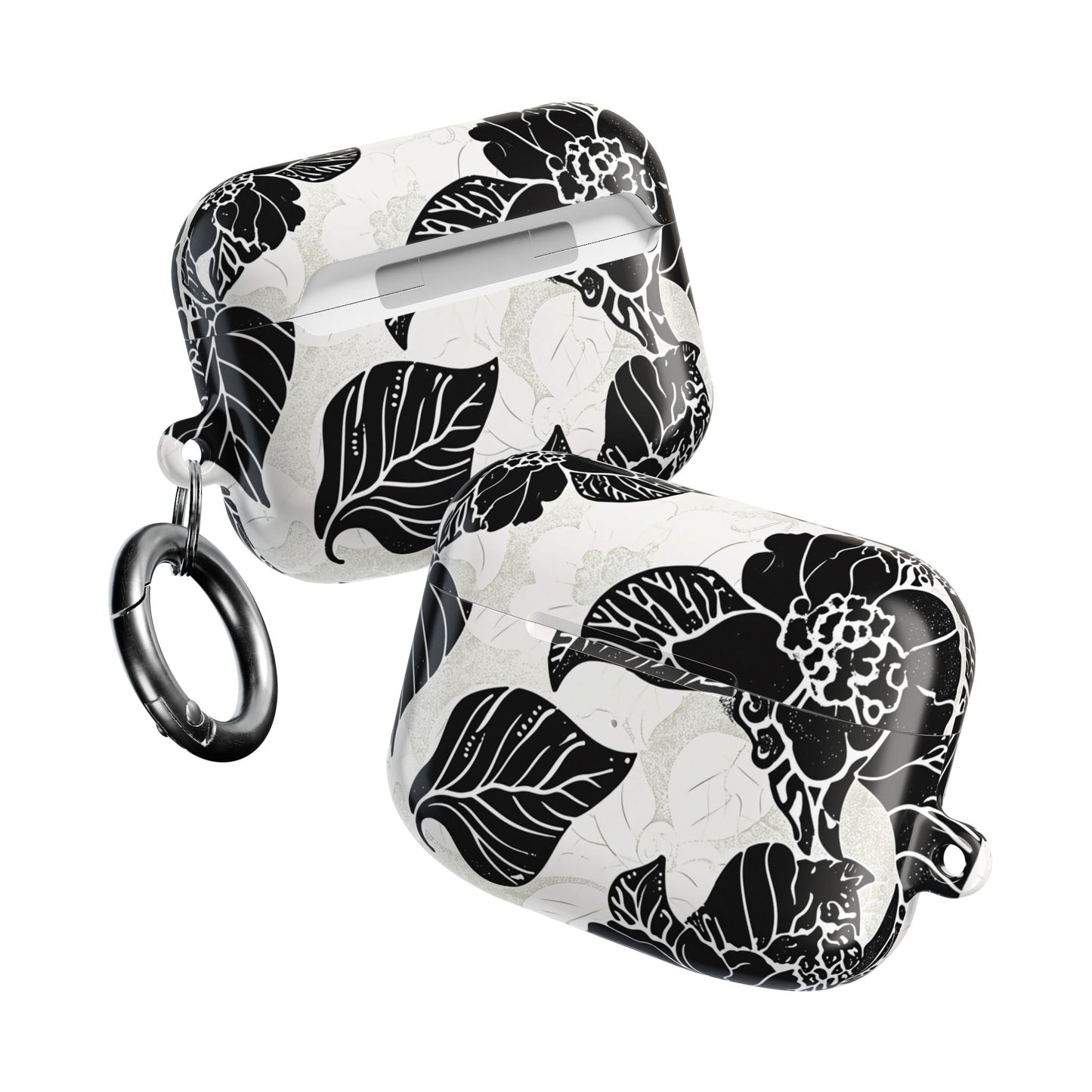 Floral Black & White AirPod Case – Elegant Monochrome Leaf Design - DIGITAL X