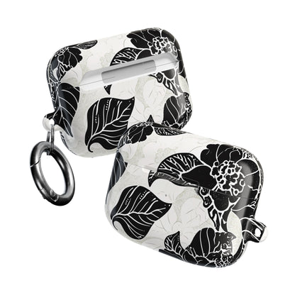 Floral Black & White AirPod Case – Elegant Monochrome Leaf Design - DIGITAL X