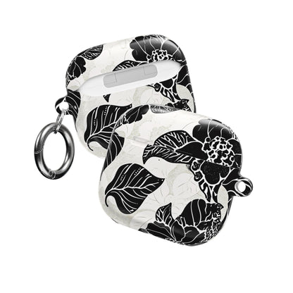 Floral Black & White AirPod Case – Elegant Monochrome Leaf Design - DIGITAL X
