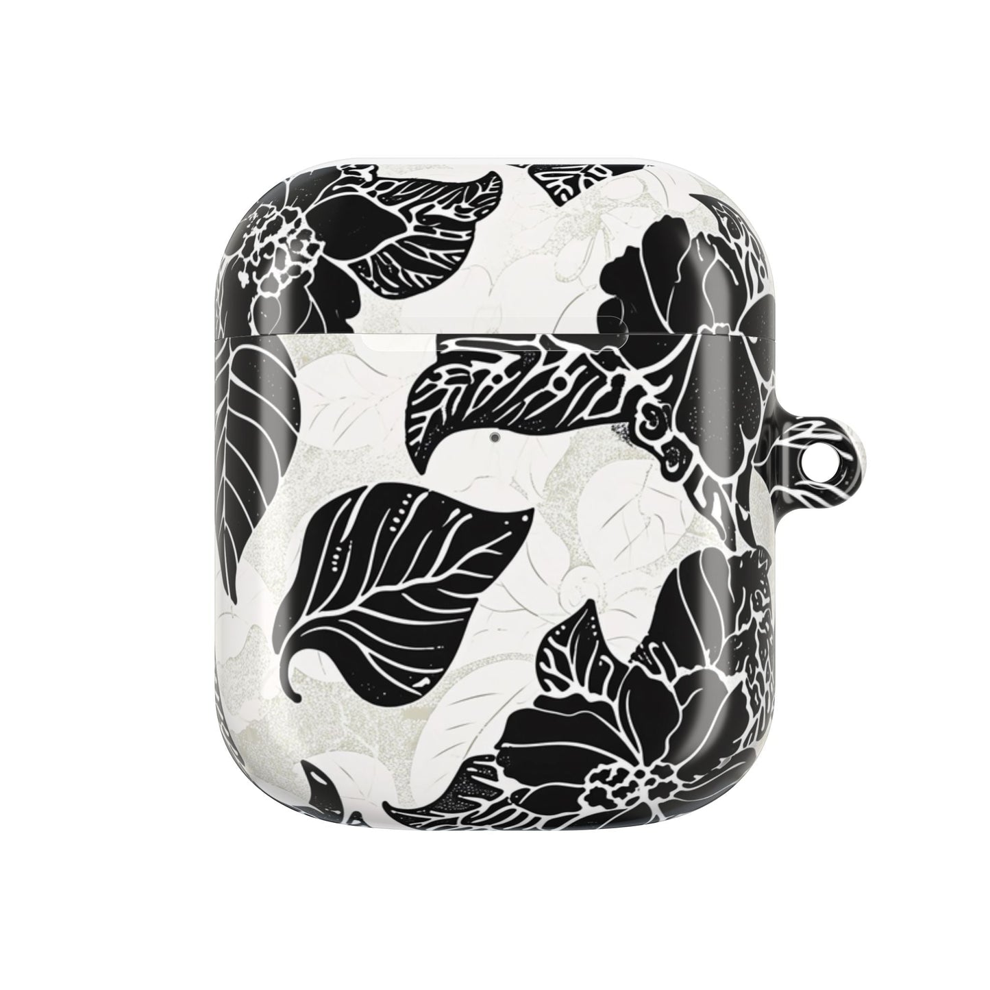 Floral Black & White AirPod Case – Elegant Monochrome Leaf Design - DIGITAL X