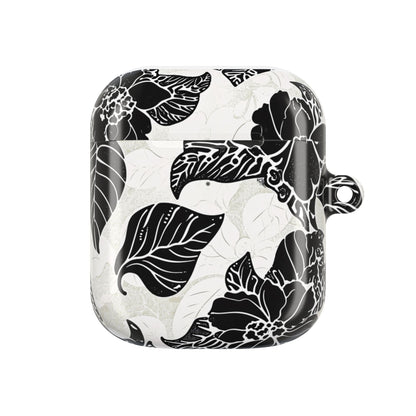 Floral Black & White AirPod Case – Elegant Monochrome Leaf Design - DIGITAL X