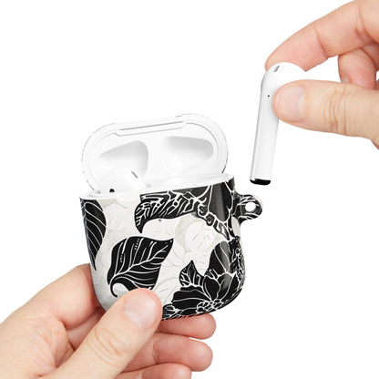 Floral Black & White AirPod Case – Elegant Monochrome Leaf Design - DIGITAL X