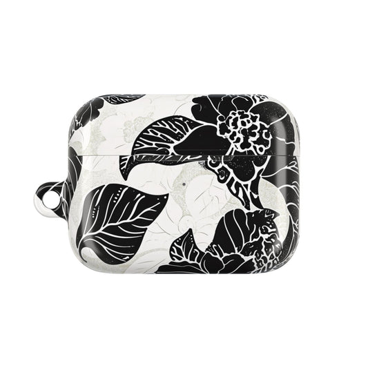 Floral Black & White AirPod Case – Elegant Monochrome Leaf Design - DIGITAL X