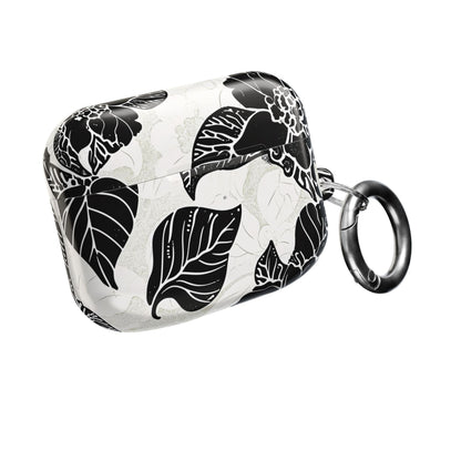 Floral Black & White AirPod Case – Elegant Monochrome Leaf Design - DIGITAL X