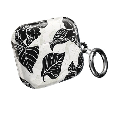 Floral Black & White AirPod Case – Elegant Monochrome Leaf Design - DIGITAL X