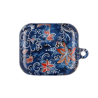 Floral Blue Batik AirPod Case – Protective Earbud Cover with Red Flower Pattern - DIGITAL X