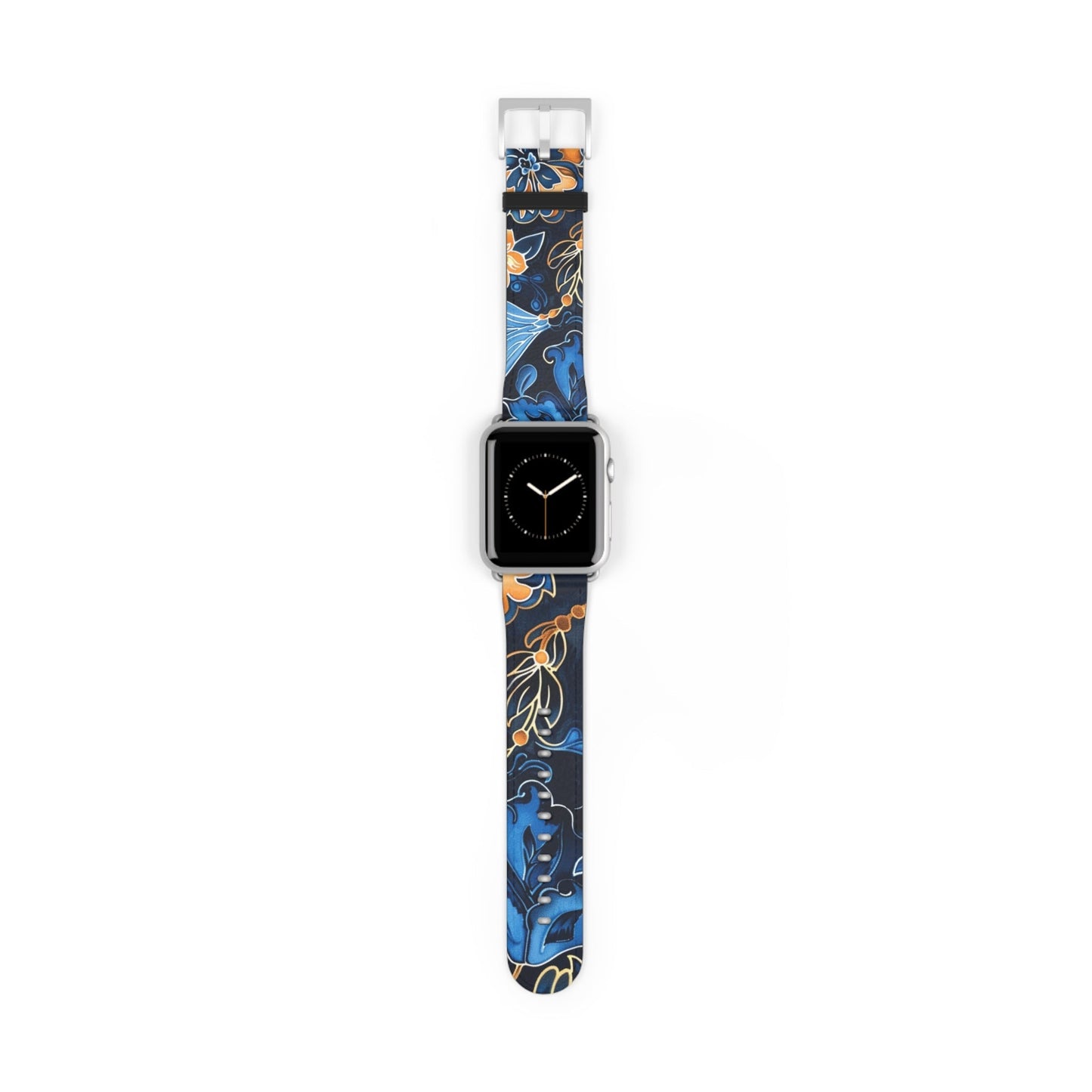 Floral Blue & Gold Watch Band — Stylish Silicone Strap for Apple Watch - DIGITAL X