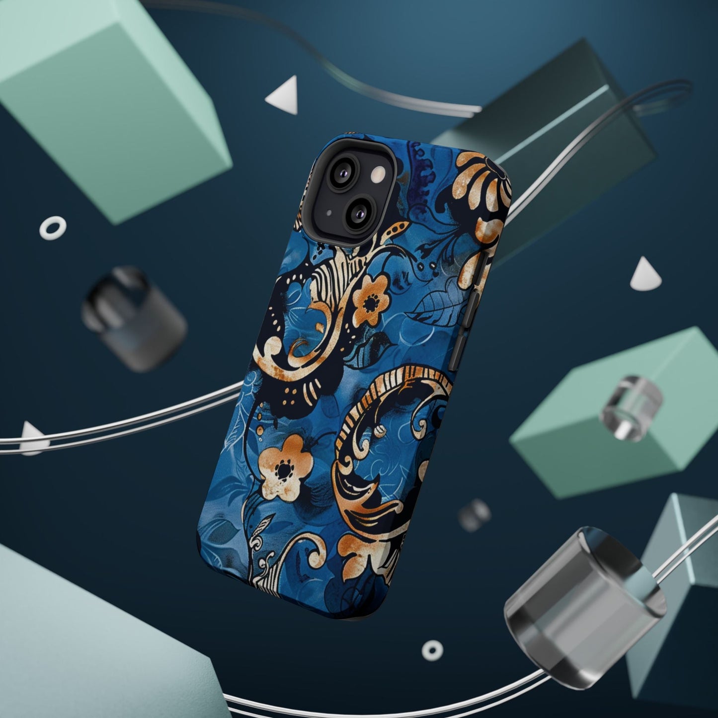 Floral Blue Paisley Magnetic Impact Phone Case - DIGITAL X