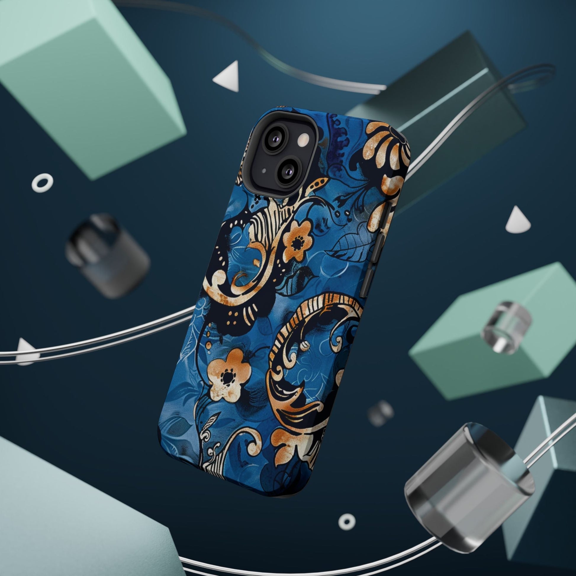 Floral Blue Paisley Magnetic Impact Phone Case - DIGITAL X