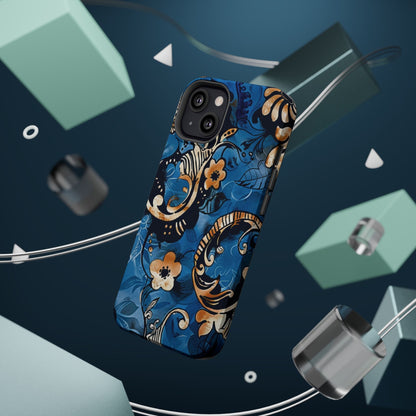 Floral Blue Paisley Magnetic Impact Phone Case - DIGITAL X