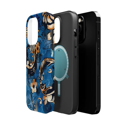 Floral Blue Paisley Magnetic Impact Phone Case - DIGITAL X
