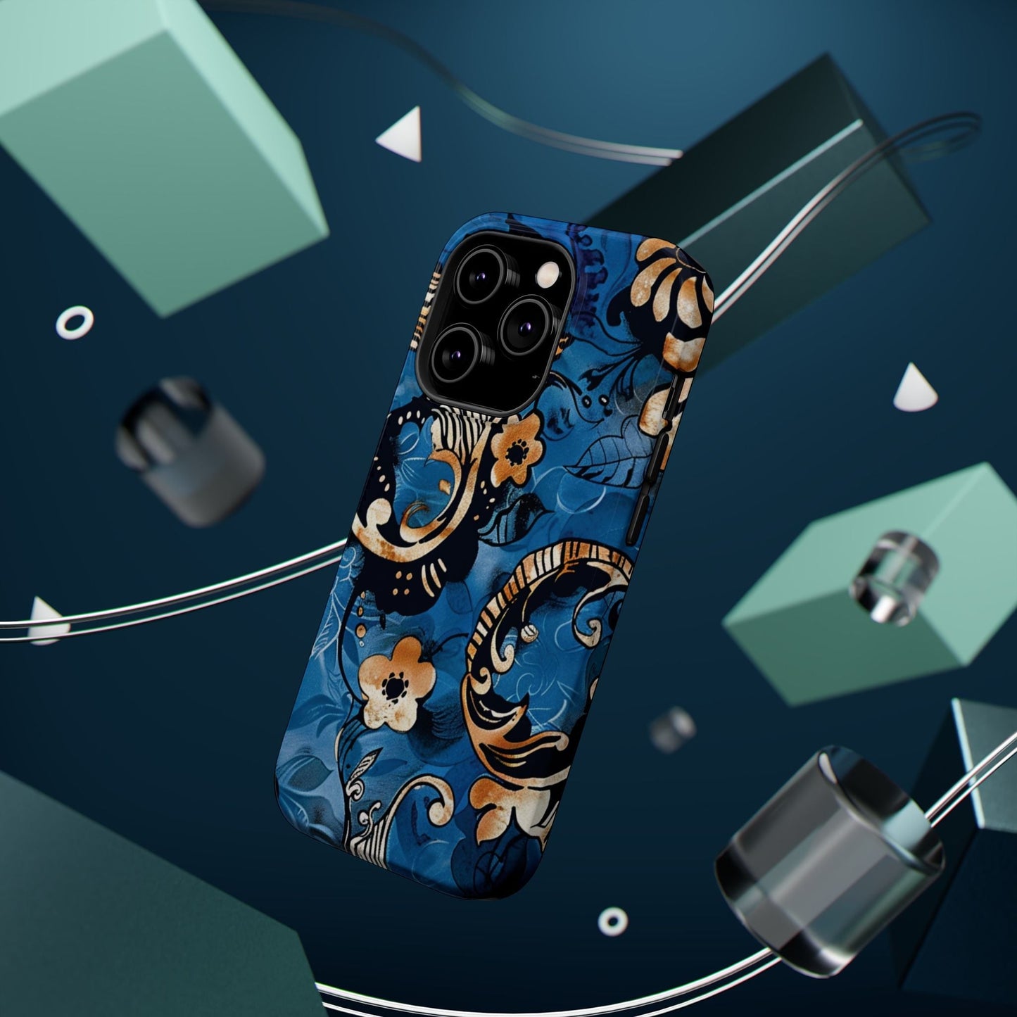 Floral Blue Paisley Magnetic Impact Phone Case - DIGITAL X