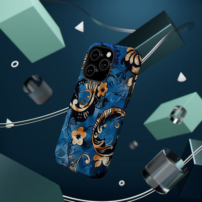 Floral Blue Paisley Magnetic Impact Phone Case - DIGITAL X